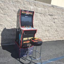 Mortal Kombat Trilogy Arcade 1UP 2 Player Cabinet With Light Up Marquee, Stool And Riser