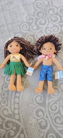 NEW Hawaiian Plush Dolls (Boy And Girl)