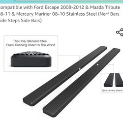 Running Boards 4 inches Compatible with Ford Escape 2008-2012 & Mazda Tribute 08-11 & Mercury Mariner 08-10
New in the box
$200

Estribos nuevos