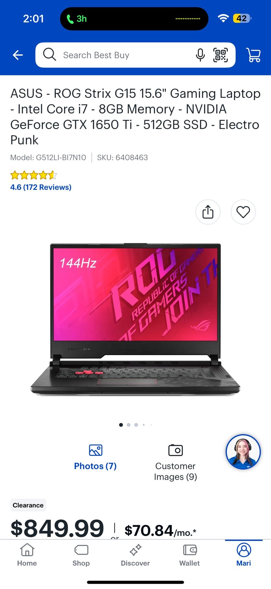 Asus ROG STRIX G15 “Gaming laptop”