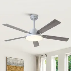 52-in Silver with Silver Blades LED Ceiling Fan With Light 5 -Blade