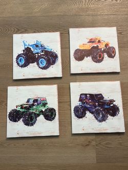 Monster truck wall canvas art