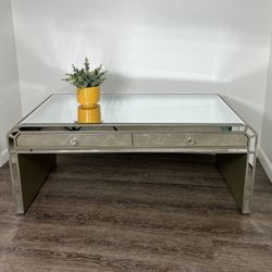Mirrored Coffee Table with 2 Drawers