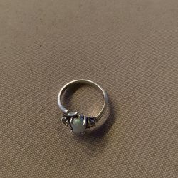 Vintage Sterling Silver Opal Ring • White Topaz Accents