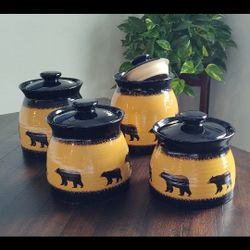 Big Sky Carvers Brushwerks Bears Canister Set