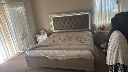 king silver bed frame set king mattress included