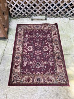 Vintage Burgundy Throw Rug - 64” x 36”