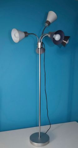 Medusa 5 Light Floor Lamp Silver Multi Head Gooseneck Blue White Gray