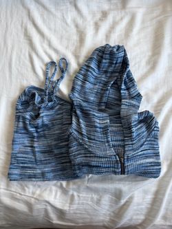 Matching striped Crop Hoodie and Top