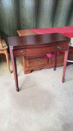 Antique Mahogany Server Table With Swivel Top That Turns Into A Dining Table 