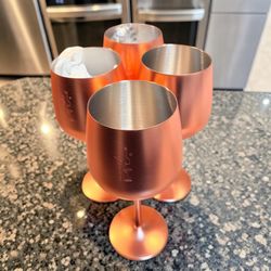 Gusto Nostro Stainless Steel Wine Glasses - Set of 4-18 oz - Unbreakable Rose Gold set of 4