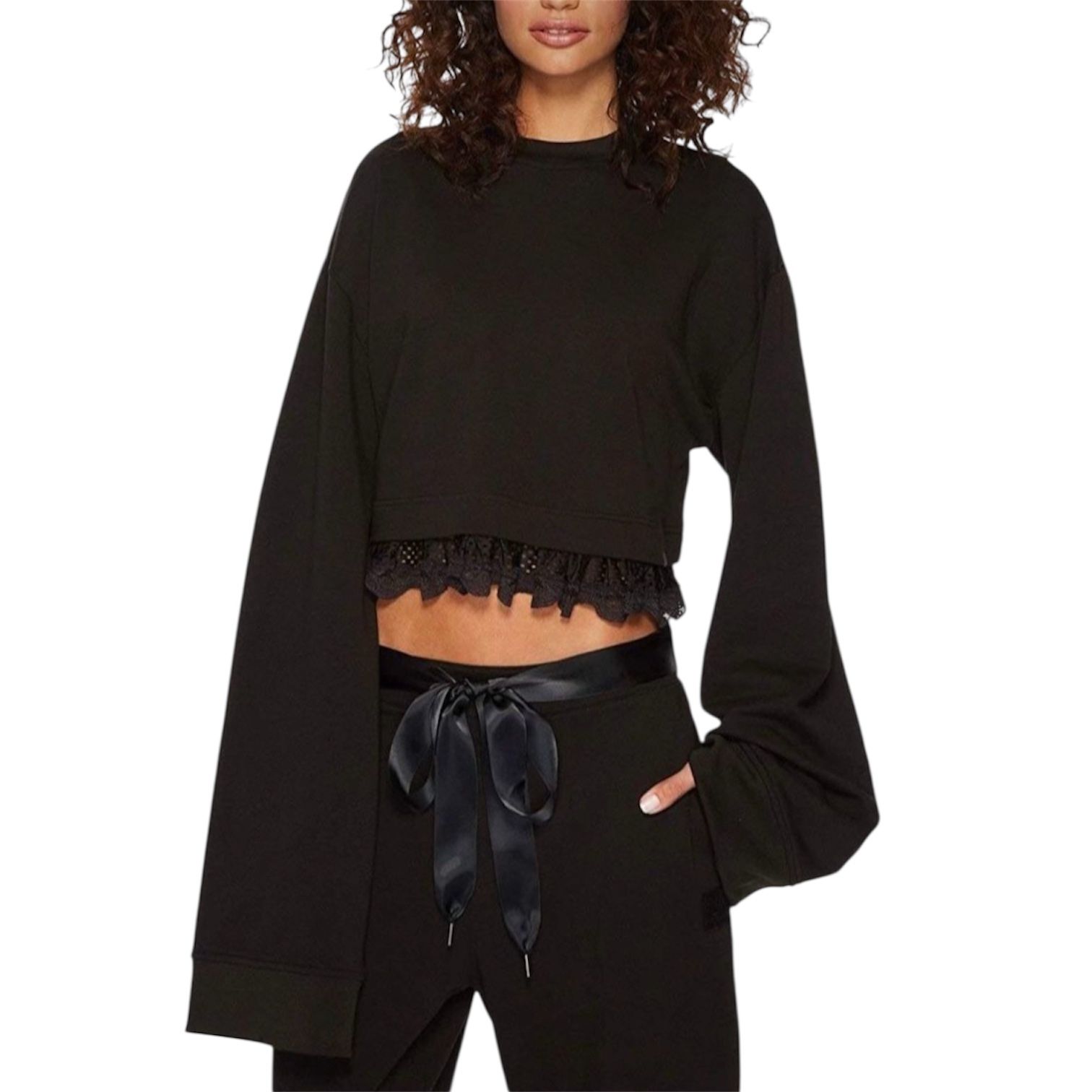 Puma By Rihanna Cropped Sweatshirt With Lace Detail Size L