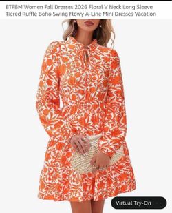 BTFBM Floral Long Sleeve Tiered Mini Dress