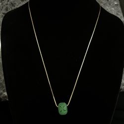 14k Box Chain With  Type A Jade Pendant 