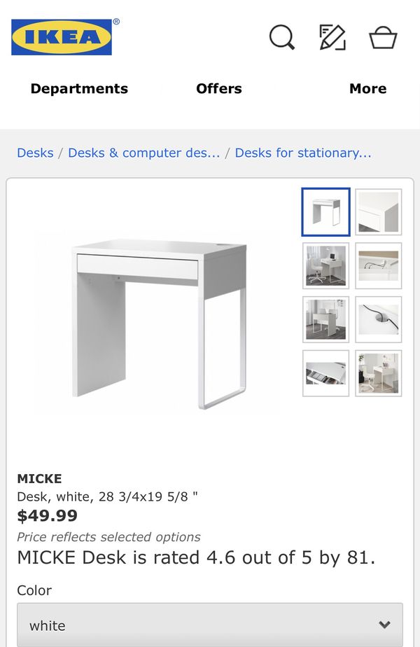 Ikea Micke White Desk And Black Chair For In Santa Clara Ca Offerup