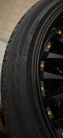 Yokohama Advan Sport A/S+ 225/40R18 Tires on Black Multi-Spoke Wheels