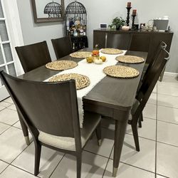 Dining Table With 6 Chairs and Credenza