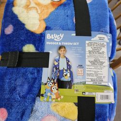 Bluey Hugger And Throwset, 2 Bluey Extra Large Beach Towels 