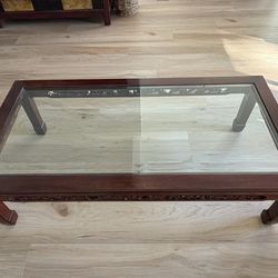 Glass top and Wood Coffee Table