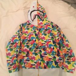 Bape Rainbow Baby Milo Zip Up Shark Hoodie - Verified Authentic 
