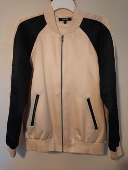 Jackson White and Black Satin Bomber Jacket