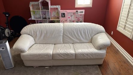 Free white leather sofa and loveseat