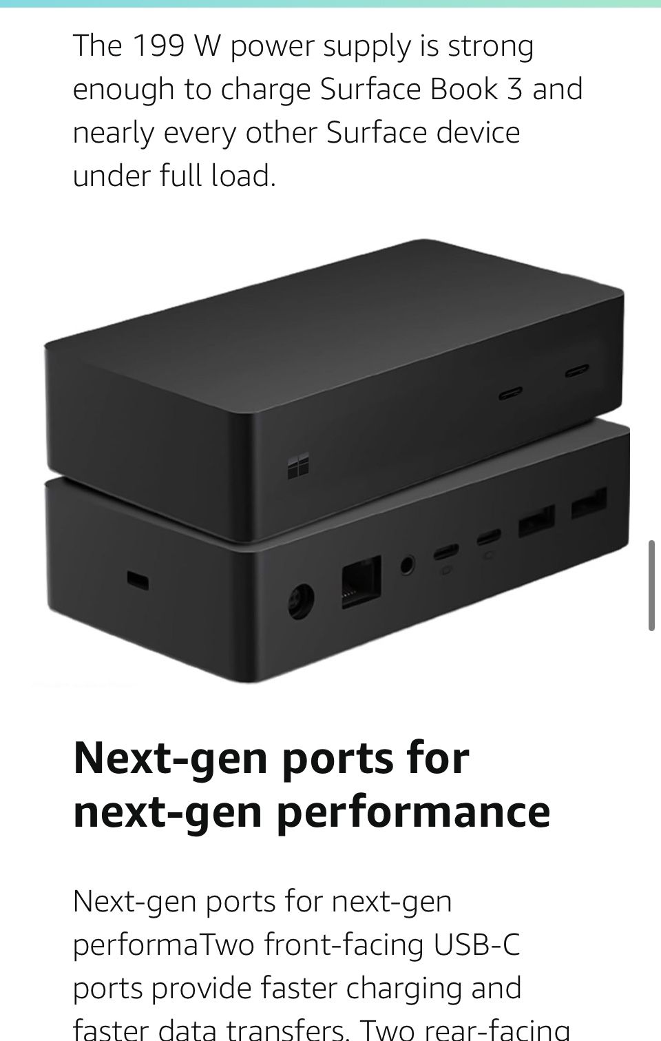 Microsoft Surface Dock 2, 9-in-1 Docking Station with Max 199W Power Supply, Dual Monitors 4K Display, Ethernet, 4X USB-C, Compatible Surface Pro 89
