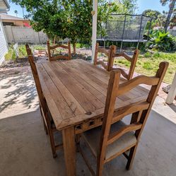 Solid Wood Dining Table And 6 Chairs 