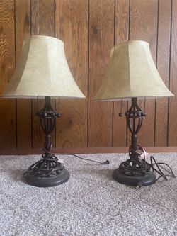 2 table lamps and a floor lamp