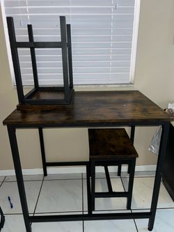Industrial Bar Table with Stools Set