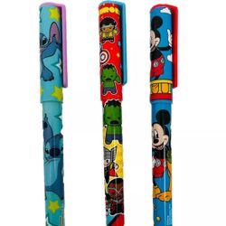 Disney Mickey Mouse Stitch Marvel Avengers Capped 3 Pens For School, Notebook