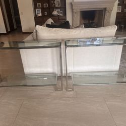 Two Glass/chrome Console Tables