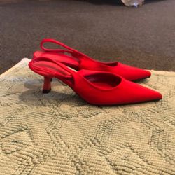 Red Kitten Heels Pointy H&M