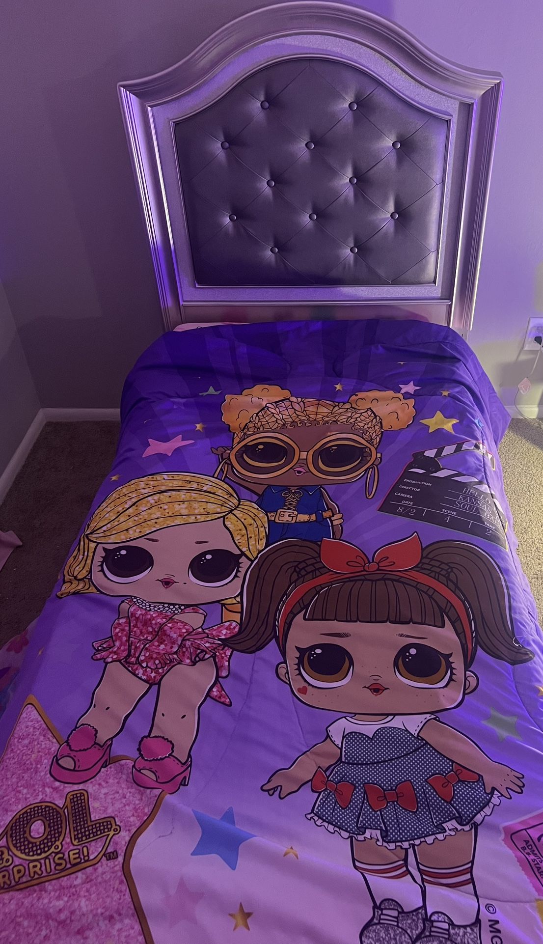Twin Bed Silver Grey