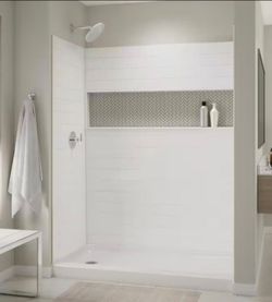 NexTile 4-Piece Direct-to-Stud Shower Wall Kit White - 60"x32" & 60"x34" Available