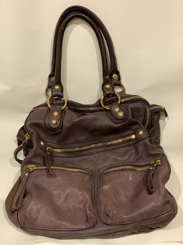 Purple Linea Pelle leather shoulder bag, multi pocket for Sale in Los ...