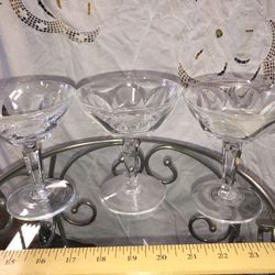 3 Vintage Crystal Dessert Cups 