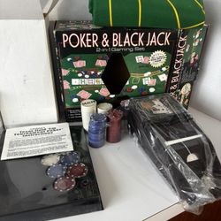 NIB 2004 Poker & Black Jack 2 in 1 Gaming Set instruction sheet included