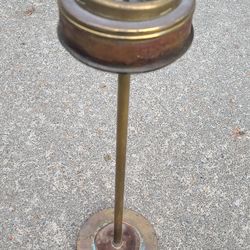 Vintage Push Floor Ashtray Ornate Brass 
