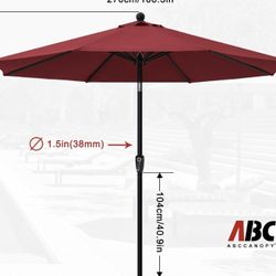  9FT Patio Umbrella Outdoor Waterproof Table Umbrella with Push Button Tilt and Crank, 8 Ribs UV Protection Pool Umbrella