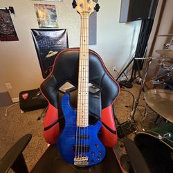 Lakland Skyline 55-02 Deluxe Flame Bass Guitar - Translucent Blue