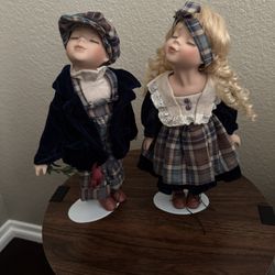 Porcelain Boy And Girl 14 Inches Tall