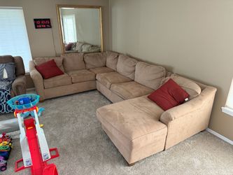 FREE - Large Beige Microfiber Sectional Sofa
