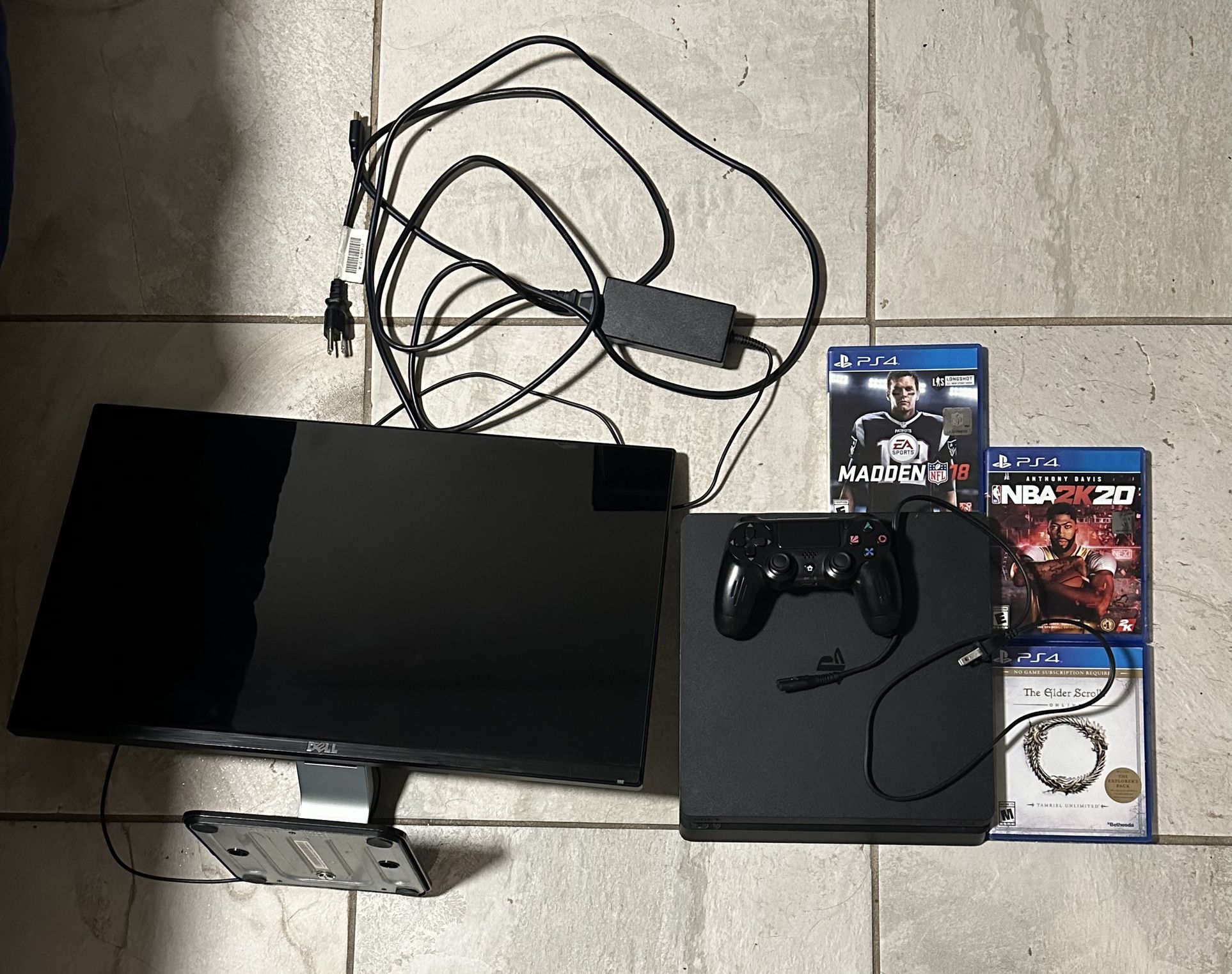 Sony PlayStation 4 Slim 1TB Console Bundle With Monitor 5 Games 1 Controller