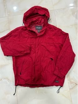 Vintage Eddie Bauer Mens Nylon Full Zip Detachable Hood Rain Work Chore Coat XL