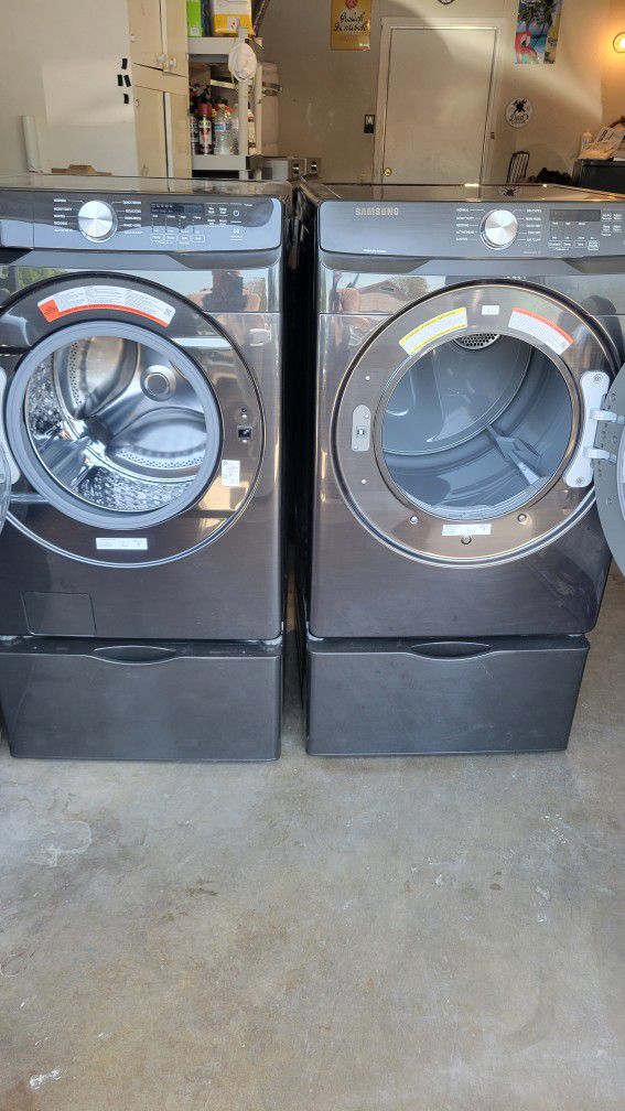 SAMSUNG HE WASHER ELECTRIC DRYER SET PRACTICALLY NEW CAN DELIVER 