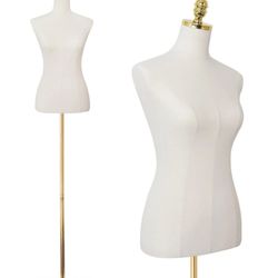 SHAREWIN Female Mannequin, High-Stability Golden Metal Stand, Adjustable Height