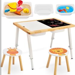 Brand New In The Box- SAUCE ZHAN Sensory Table and Chair Set with Storage Bins & Adjustable Table Height, Play Sand Table, Water Table for Toddlers 1-