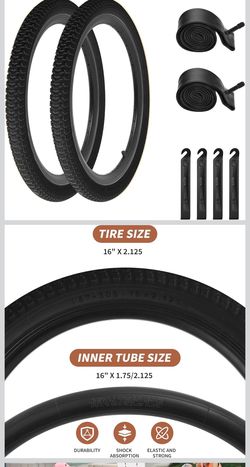Kids Bike Tire 2 Pack Folding Replacement Tire and Inner Tubes 