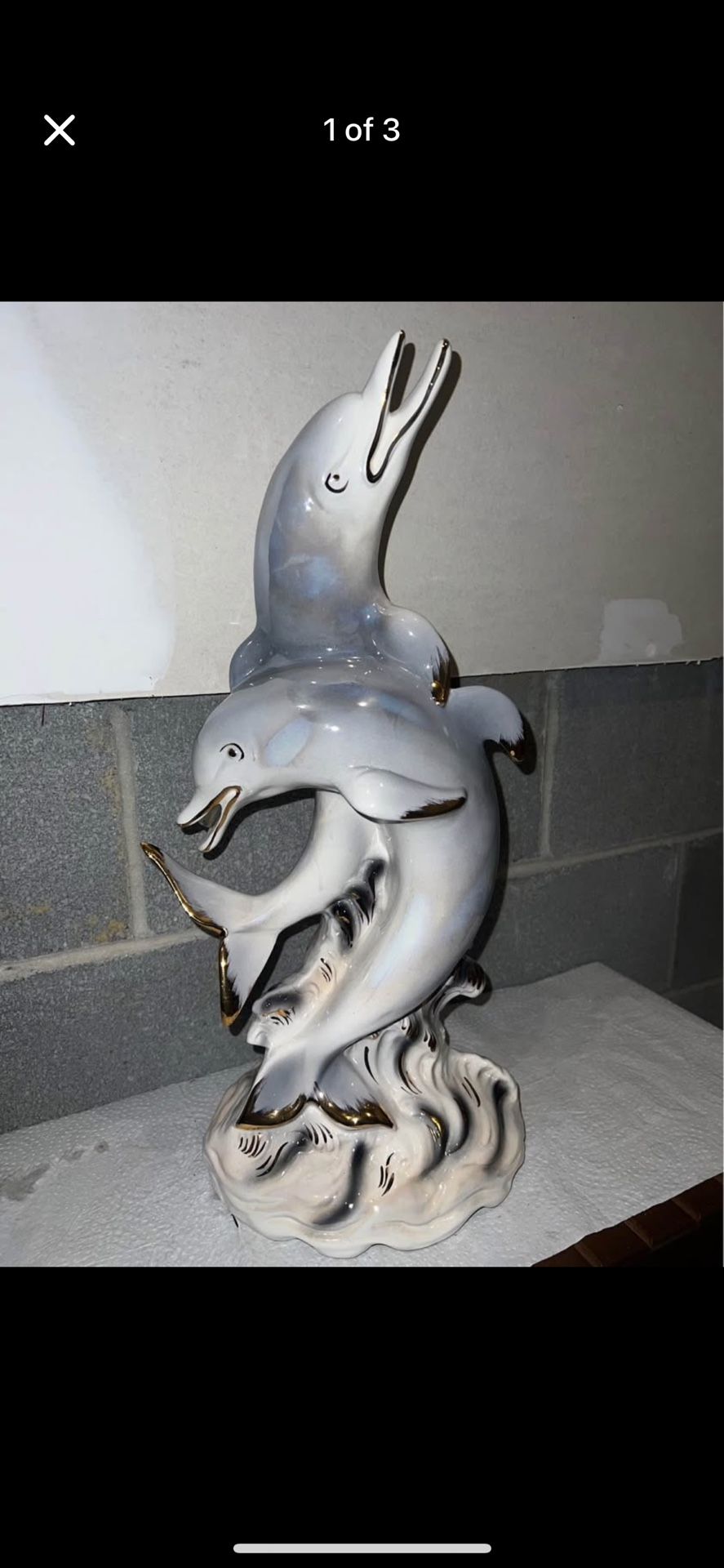 🐬 Vintage Italian Porcelain Dolphin Sculpture